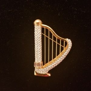 Swarovski Pave Crystal Harp Pin